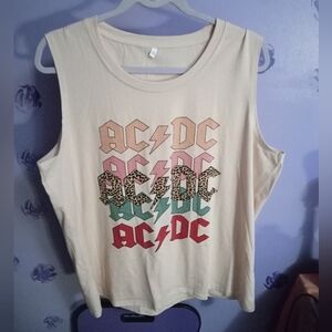 AC/DC Graphic Women's Tank Top - Cream